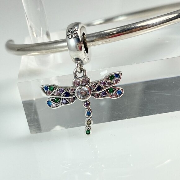 Sterling Silver Dragonfly Dangle Charm - Picture 1 of 11